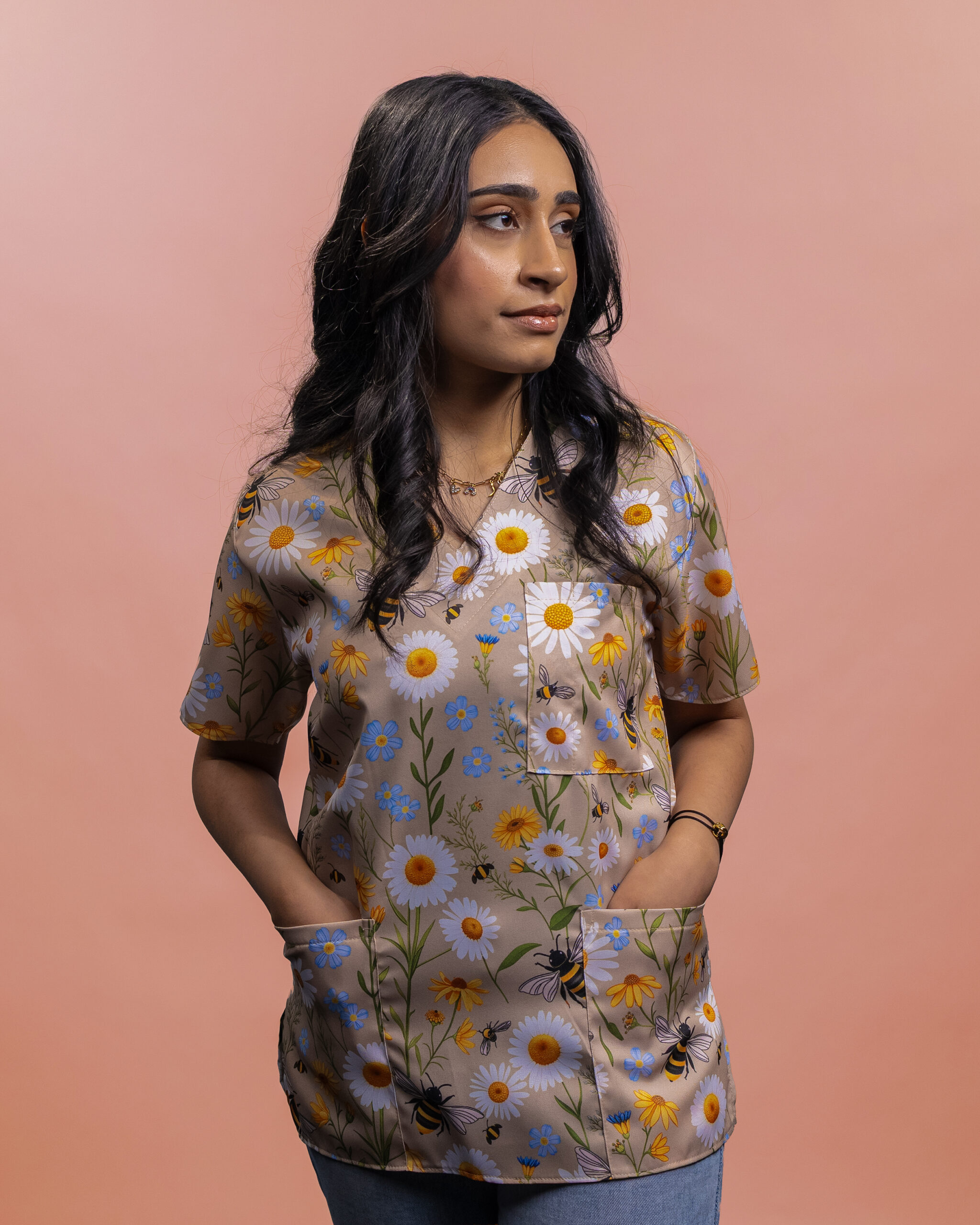 Busy Bees (Beige) - Elevate Your Style with Simply Scrubs SA